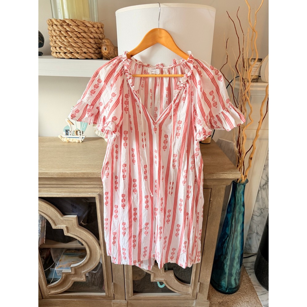 Minnow x Tuckernuck Floral Stripe Tunic Coverup Womens Red White Size S